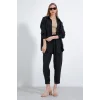 Siyah Oversize Keten Alt Üst Takım 6622