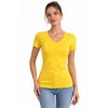 T-Shirt V Yaka Slim Fit Likralı Tişört Günlük Basic Body - Sarı