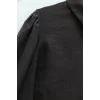 Taşlı Düğmeli Volan Detaylı Modal Gömlek Bluz -K. Kahve