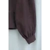 Taşlı Düğmeli Volan Detaylı Modal Gömlek Bluz -Mürdüm