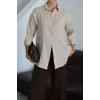 Tek cepli müslin gömlek bej pt