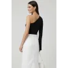 Tek Omuzlu Basic Bluz Siyah T4275