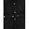 Torba Cepli Oval Kesim Kot Gömlek Ceket -Siyah
