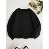 Üç İplik Biskilet Yaka Basic SweatShirt - Siyah