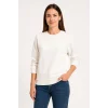 Üç İplik Düz Bisiklet Yaka SweatShirt - Beyaz