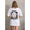 Unisex Baskılı Oversize T-Shirt - Beyaz
