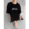 Unisex Baskılı Oversize T-Shirt - Siyah