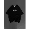 Unisex Baskılı Oversize T-Shirt - Siyah