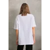 Unisex Bisiklet Yaka 20/1 Düz Oversize T-Shirt - Beyaz