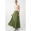 Uzun Kırışık Etek 8042 - A.Haki