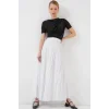 Uzun Kırışık Etek 8042 - Beyaz