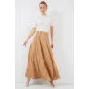 Uzun Kırışık Etek 8042 - Bisküvi