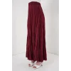 Uzun Kırışık Etek 8042 - Bordo