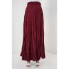 Uzun Kırışık Etek 8042 - Bordo