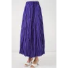 Uzun Kırışık Etek 8042 - Mor