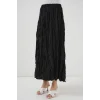 Uzun Kırışık Etek 8042 - Siyah