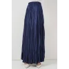 Uzun Kırışık Parlak Etek 8034 - D.Lacivert