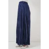 Uzun Kırışık Parlak Etek 8034 - D.Lacivert