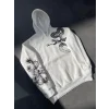 Uzun Kol Kapşonlu Baskılı SweatShirt - Beyaz