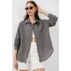 Uzun Oversize Gömlek 20320 - Antrasit