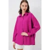 Uzun Oversize Gömlek 20334 - Koyu Pembe