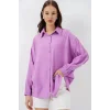 Uzun Oversize Gömlek 20334 - Lila
