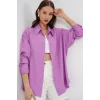 Uzun Oversize Gömlek 20334 - Lila