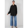 Uzun Oversize Gömlek 5965 - Siyah
