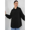 Uzun Oversize Gömlek 5965 - Siyah