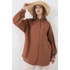Uzun Oversize Gömlek 5965 - Sütlü Kahve