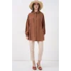 Uzun Oversize Gömlek 5965 - Sütlü Kahve
