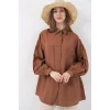 Uzun Oversize Gömlek 5965 - Sütlü Kahve