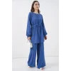 Uzun Tunik Pantolon İkili Takım 6719 - İndigo