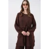 Uzun Tunik Pantolon İkili Takım 6719 - Kahverengi