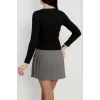 V yaka kaşkorse bluz siyah a3699