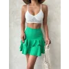 Valonlu fırfırlı etek yeşil s24681