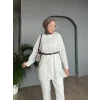 Yakası Ve Kolu Dantelli Top Düğmeli Astarlı Gömlek -Beyaz