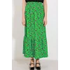 Yeşil Çiçek Desenli Uzun Örme Etek 1886