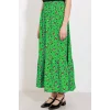 Yeşil Çiçek Desenli Uzun Örme Etek 1886