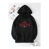 Yılbaşı Merry Christmas Baskılı Oversize Kapüşonlu Sweatshirt Hoodie - Siyah