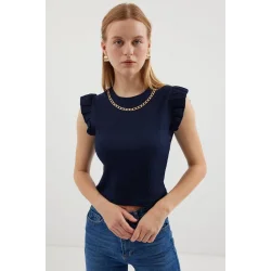 0430 Örme Bluz - Lacivert