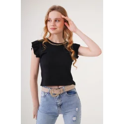 0430 Örme Bluz - Siyah