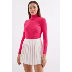 10311 Balıkçı Yaka Triko Kazak - Fuşya