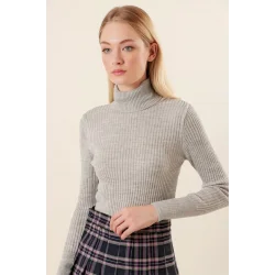 10311 Balıkçı Yaka Triko Kazak - Gri