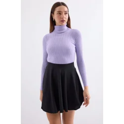 10311 Balıkçı Yaka Triko Kazak - Lila