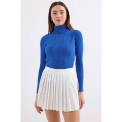 10311 Balıkçı Yaka Triko Kazak - Saks