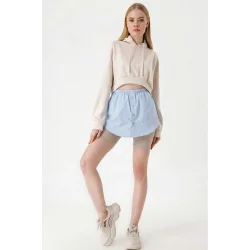 1888 Sweatshirt Ve Kazak Altı Gömlek Etek - Mavi