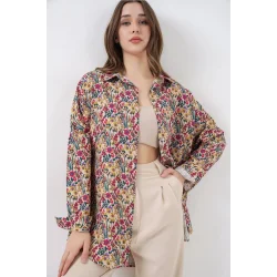 3721 Grafik Desenli Gömlek - Bej