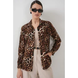 3721 Grafik Desenli Gömlek - C. Kahverengi