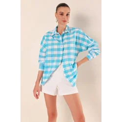 3900 Oversize Uzun Basic Gömlek - E. Mavi